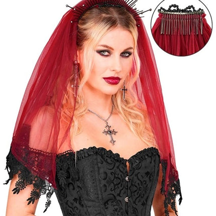 Halloween-slør, rød og sort