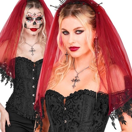 Halloween-slør, rød og sort