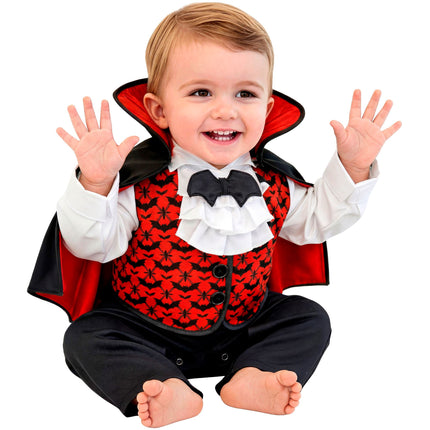 Vampyrkostume, rødt og sort, til babyer
