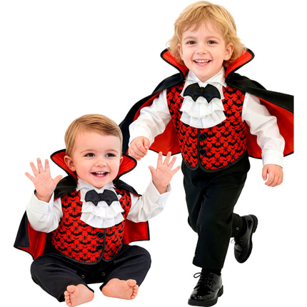Vampyrkostume, rødt og sort, til babyer