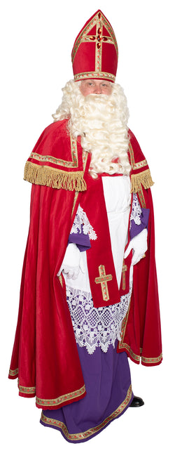 Sinterklaas-dragt 4-delt i bomuldsfløjl