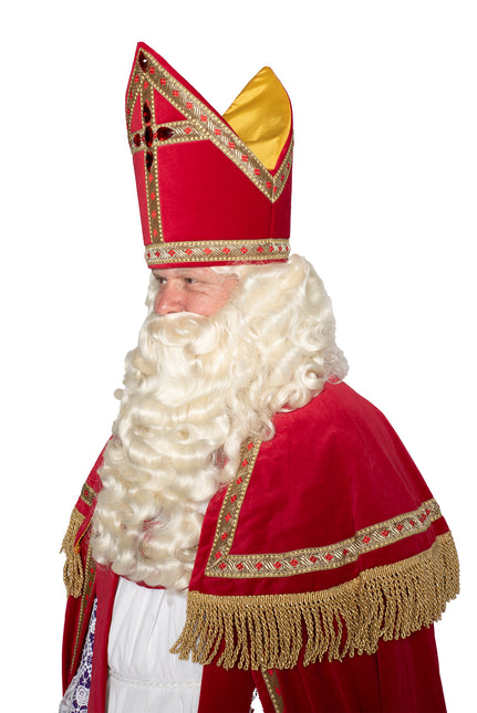 Sinterklaas-dragt 4-delt i bomuldsfløjl