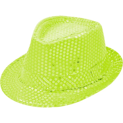 Neongrøn hat med glitter
