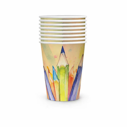 »Back To School«-krus af papir, 250 ml, 8 stk.