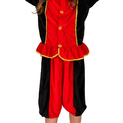 Piet-kostume til børn, rødt/sort