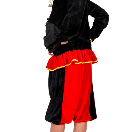 Piet-kostume til børn, rødt/sort