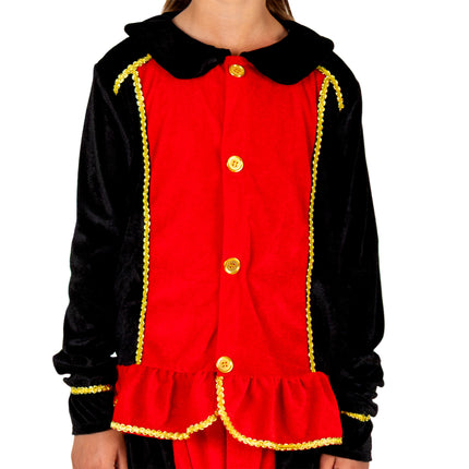 Piet-kostume til børn, rødt/sort