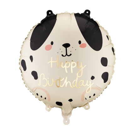 Folieballon rund Dog Happy Birthday, 35x35 cm, mix
