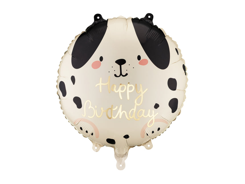 Folieballon rund Dog Happy Birthday, 35x35 cm, mix