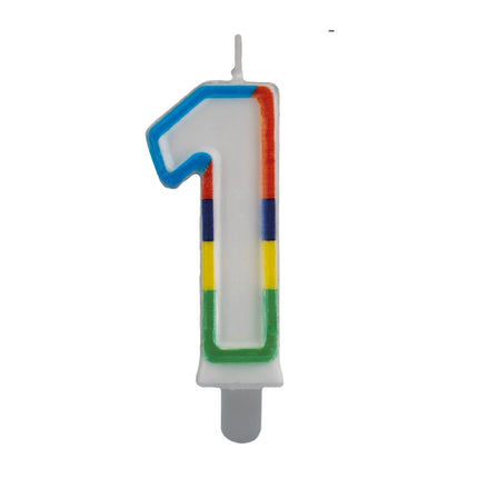 1-års stearinlys med farvet kant, 7 cm