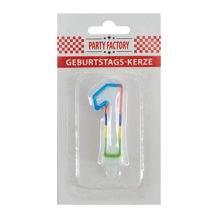 1-års stearinlys med farvet kant, 7 cm