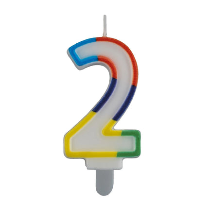 2-års stearinlys med farvet kant, 7 cm