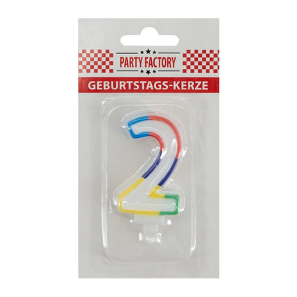2-års stearinlys med farvet kant, 7 cm