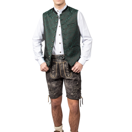 Oktoberfest Vest Grøn Trachtenweste Jaquard