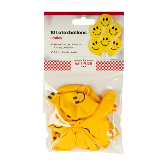 Smiley-balloner 30 cm, 10 stk.