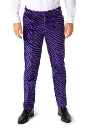 Pimp-kostume til mænd, lilla, zebraprint, 3-delt