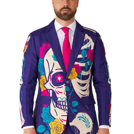 Sugar Skull-kostume til mænd, lilla, 3-delt