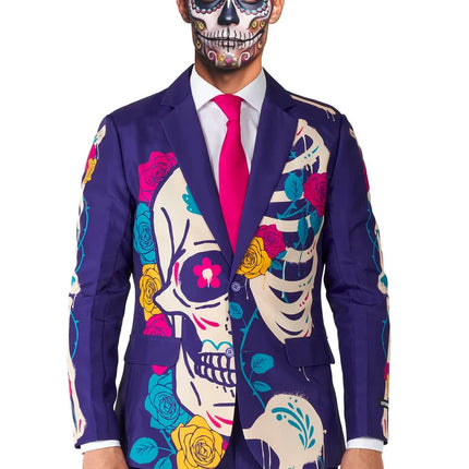 Sugar Skull-kostume til mænd, lilla, 3-delt