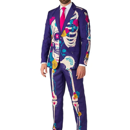 Sugar Skull-kostume til mænd, lilla, 3-delt