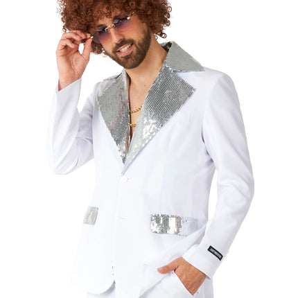 Disco-kostume til mænd, hvidt, 2-delt