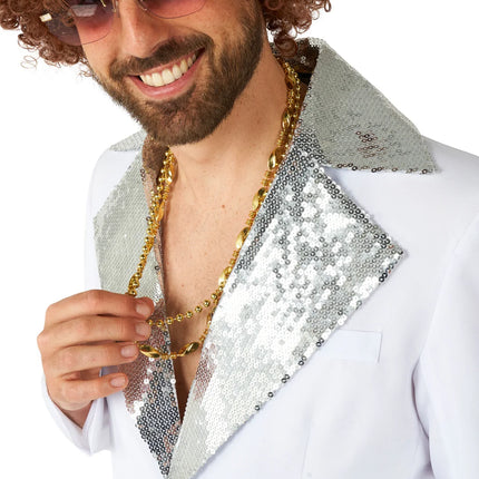 Disco-kostume til mænd, hvidt, 2-delt