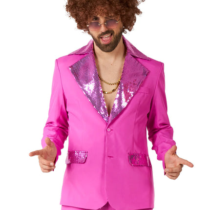 Disco-kostume til mænd, lyserødt, 2-delt