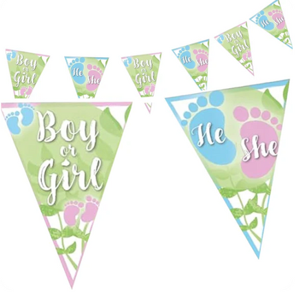 Gender Reveal-guirlande, grøn, 4 m