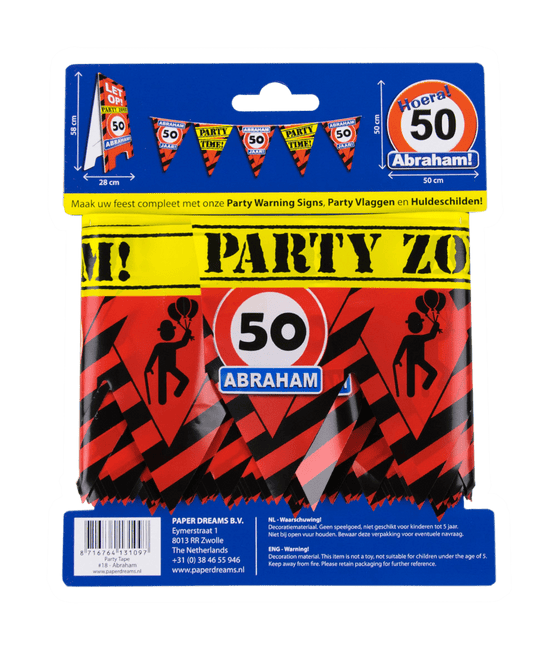 Abraham Afzetlint 50 jaar 12m van Paper Dreams koop je bij Partywinkel