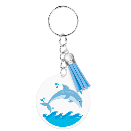 Nøglering i akryl med delfin