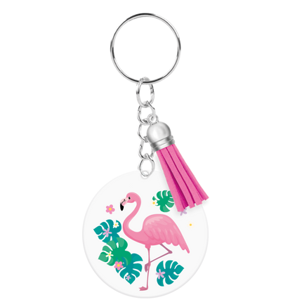 Nøglering i akryl med flamingo