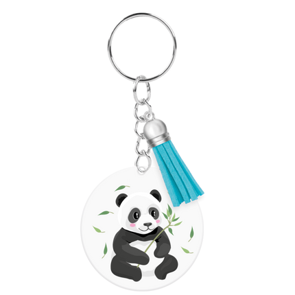 Nøglering i akryl med panda-motiv