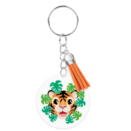 Nøglering i akryl med tigermotiv
