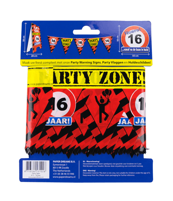 Afzetlint 16 Jaar 12m van Paper Dreams koop je bij Partywinkel