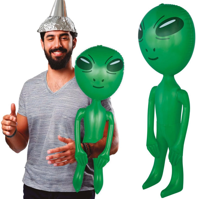 Alien Opblaas Groen 90cm van Fiestas Guirca koop je bij Partywinkel