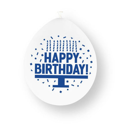 Assortiment blauwe ‘Happy Birthday’ - latexballonnen, 23 cm 10 stuks van Unique koop je bij Partywinkel
