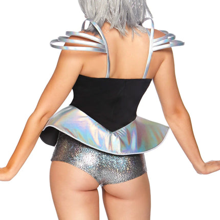 Astronauten Pak Zwart Zilver Dames Bodysuit Leg Avenue van Leg Avenue koop je bij Partywinkel