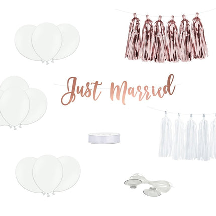 Auto Decoratie Set Bruiloft Just Married van Partydeco koop je bij Partywinkel