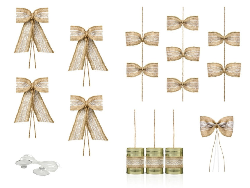 Auto Decoratie Set Bruiloft Strikjes van Partydeco koop je bij Partywinkel