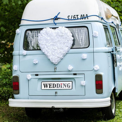 Autodecoratie Rozen Wit 9cm 24st van Partydeco koop je bij Partywinkel