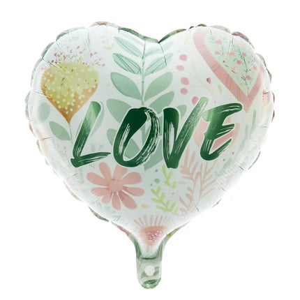 Love Helium-ballon, grøn hjerteform, tom, 45 cm