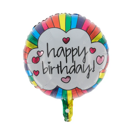 Tillykke med fødselsdagen – Heliumballon – Regnbue-sky – Tom – 45 cm