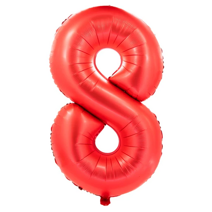 8-års talballon, rød, 1 m