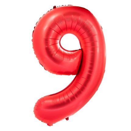 9-års talballon, rød, 1 m
