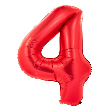 4 år talballon, rød, 1 m