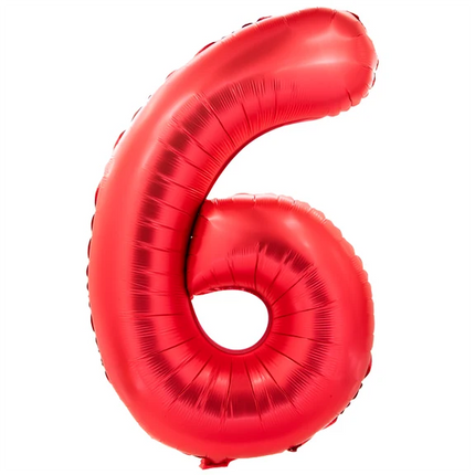 6 år talballon, rød, 1 m
