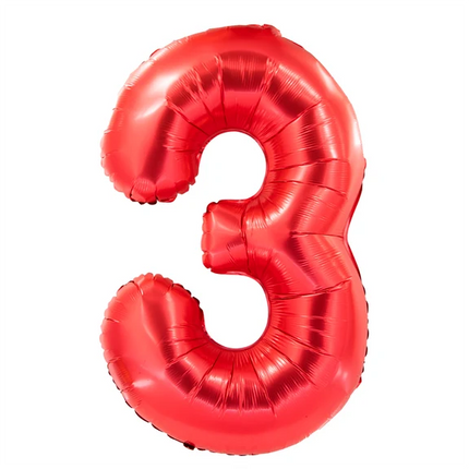 3-års talballon, rød, 1 m