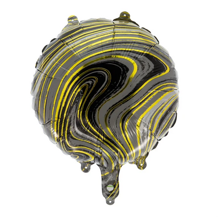 Sort heliumballon med guldstreger, tom, 45 cm