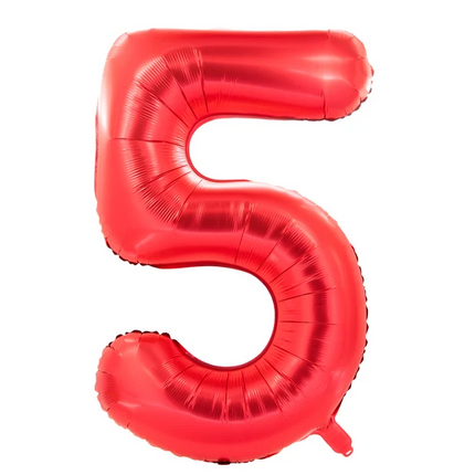 5-års talballon, rød, 1 m
