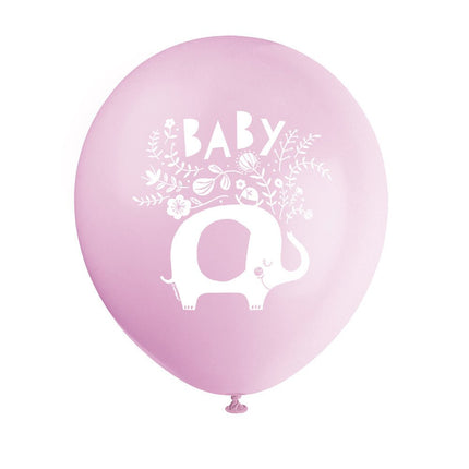 Baby Olifant Ballonnen Roze 30cm 8st van Unique koop je bij Partywinkel