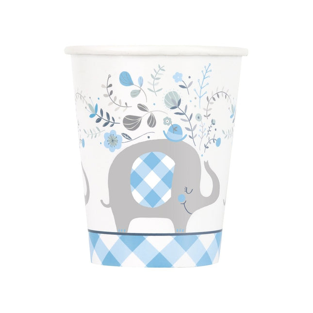 Baby Olifant Bekers Blauw 266ml 8st van Unique koop je bij Partywinkel